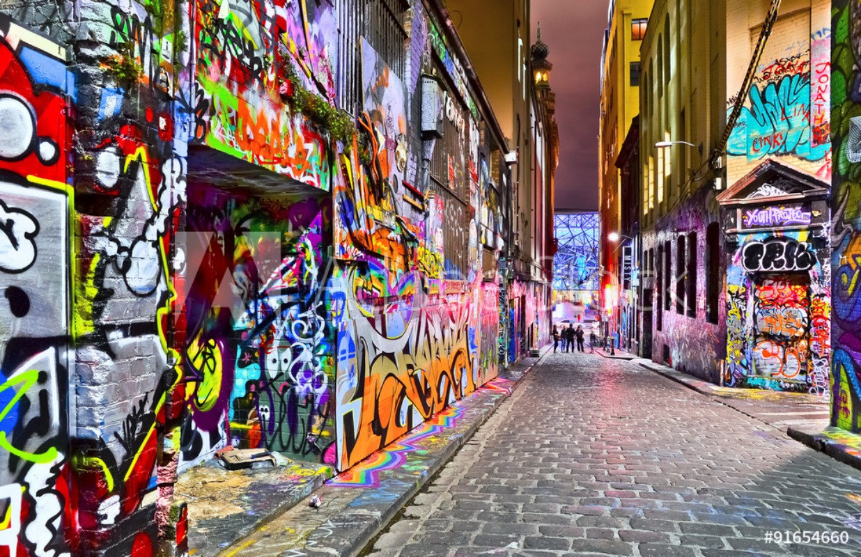 Image de View of colorful graffiti artwork at Hosier Lane in Melbourne